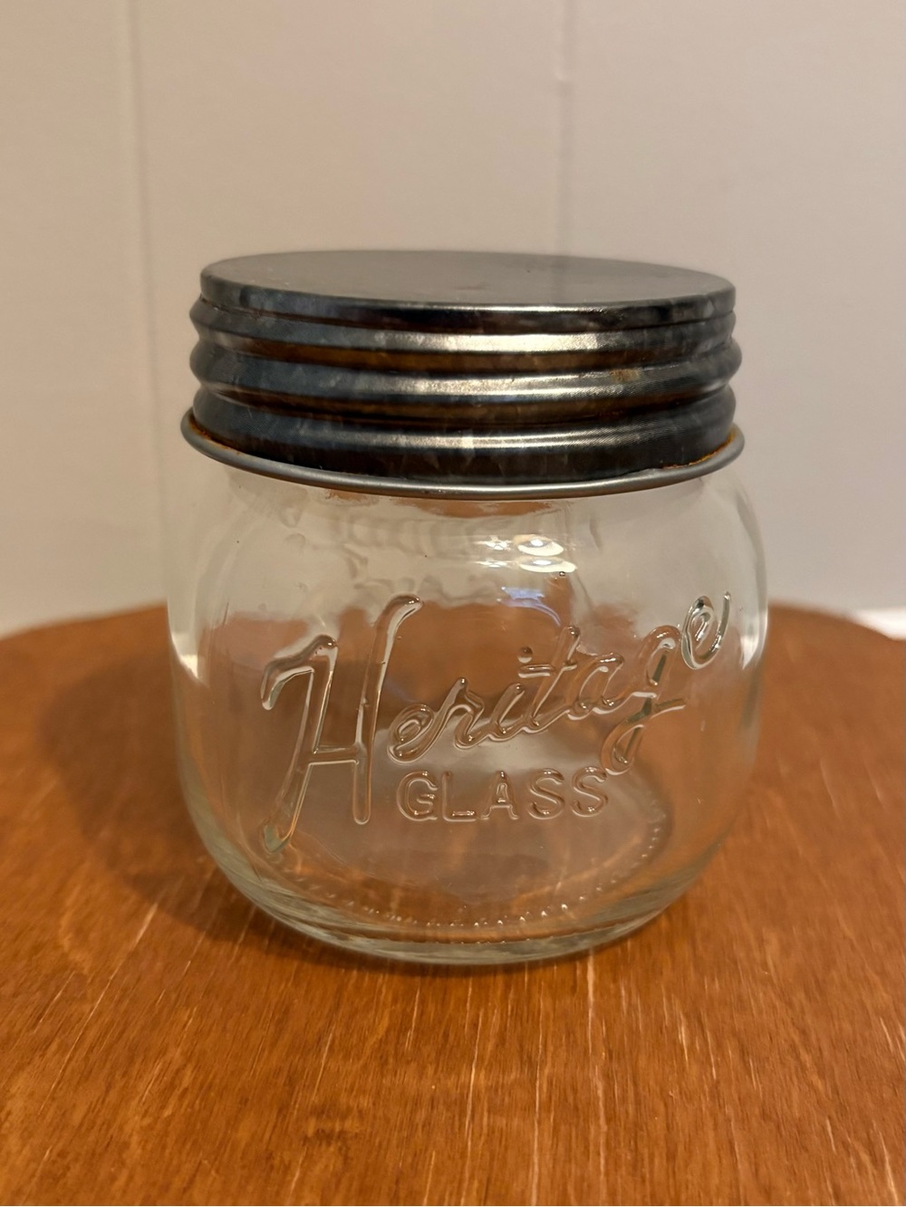 Heritage Glass Round Mason Jar with Metal Lid - Clear